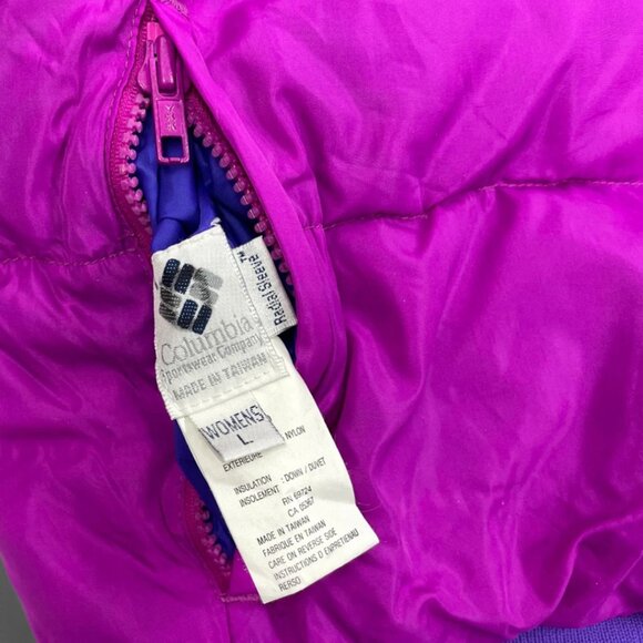 Columbia Vintage Reversible Down Puffer Bomber Ski Snow Board Jacket Women's L - Picture 8 of 8